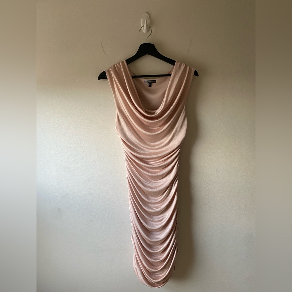 Express Champagne Ruched Dress
